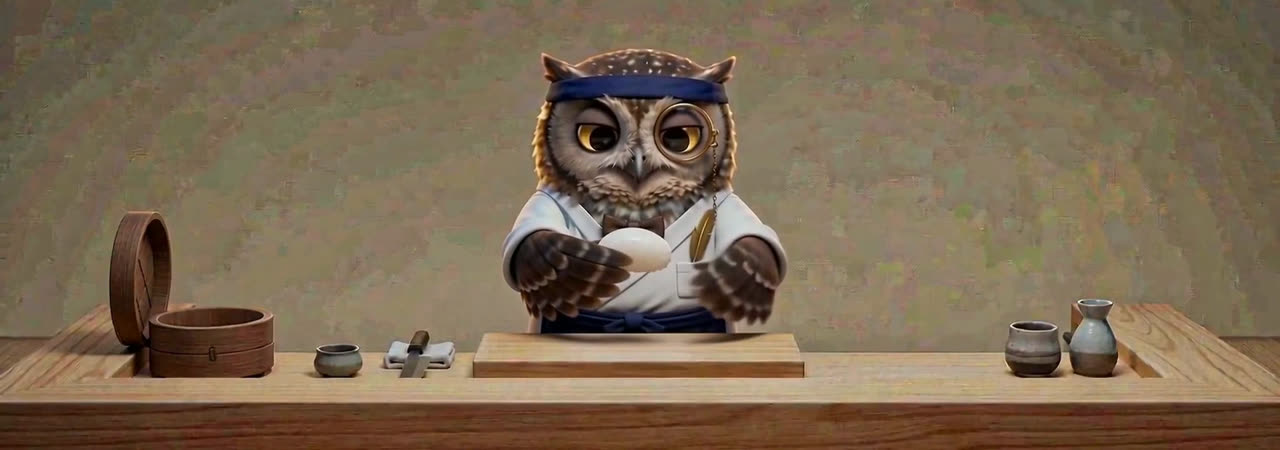 Master Owly at the hinoki sushi counter